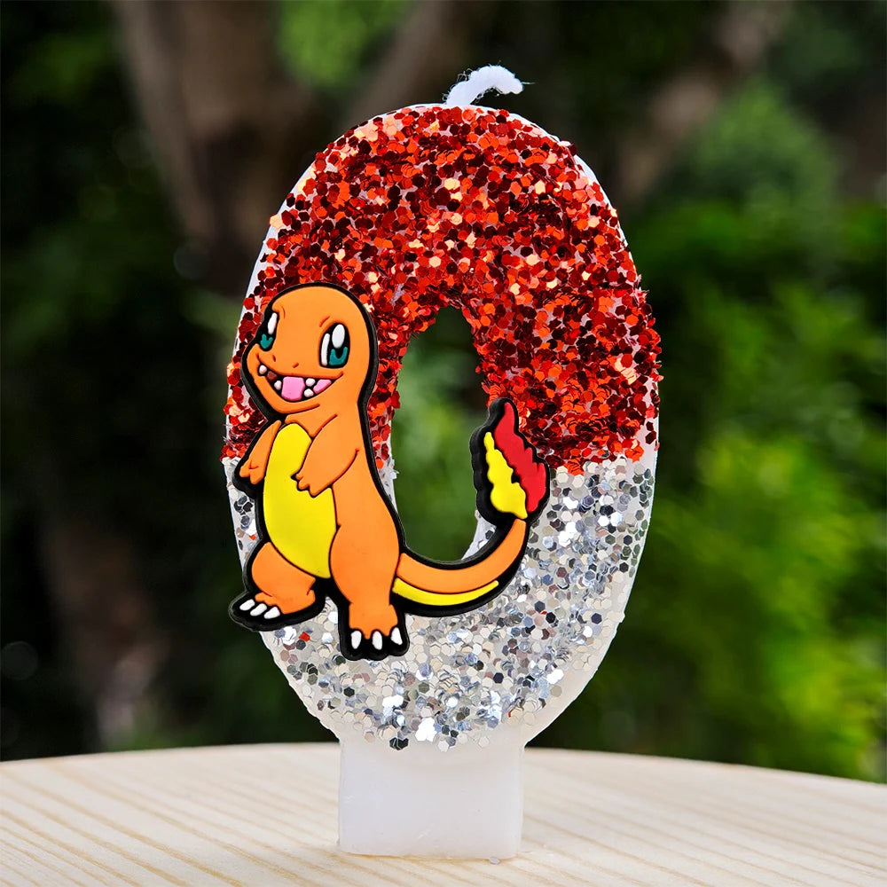 Pokemon Candle Number 0-9 Soccer Candle Pikachu Cake Decoration Boy Birthday Party for Kids Baby Shower Decor Gift