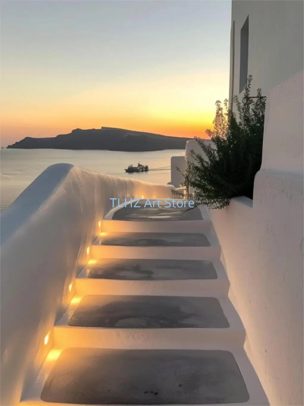 Modern Greece Summer Coast Santorini Travel Landscape Posters and Prints Canvas Printing Wall Art Picture for Living Room Decor