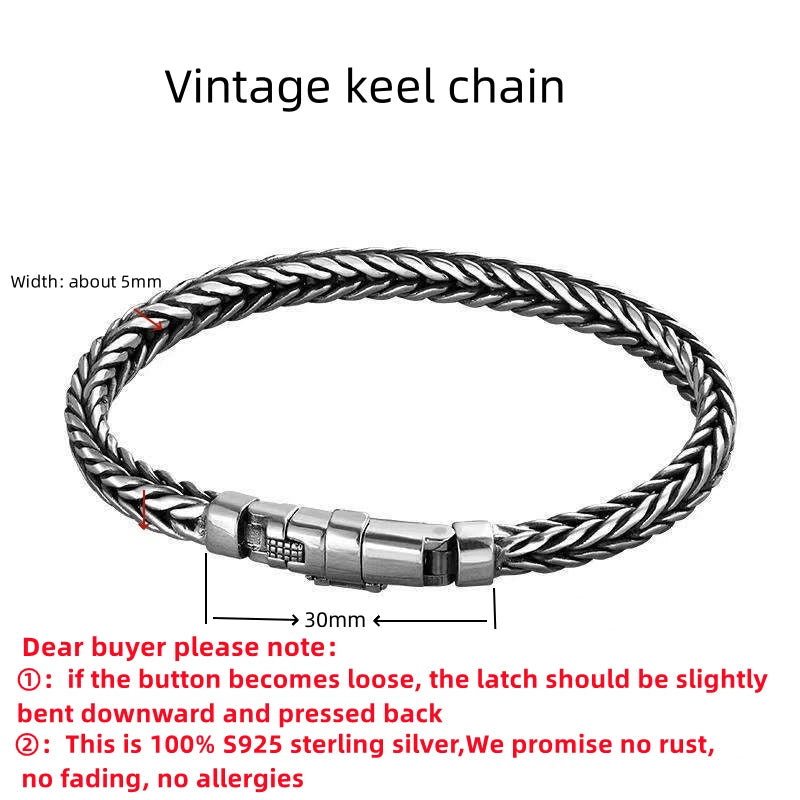 S925 Sterling Silve Twisted Bracelets For Men Hip Hop Handmade Exquisite Unique Fashion Jewelry Gift Factory Price