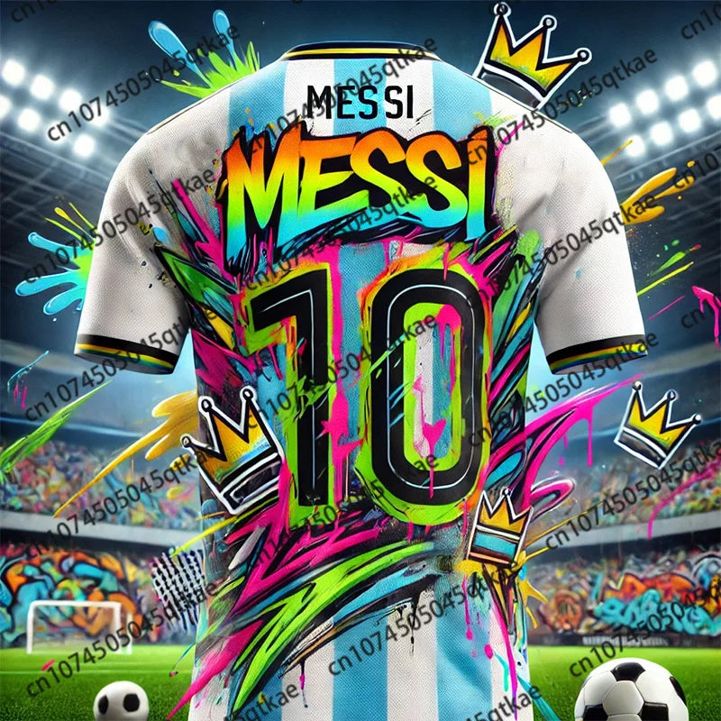 2026 Special Edition Graffiti Messi No.10 Football Jersey Training Uniform Breathable Oversize Unisex Sport Tshirt Kids/Adult