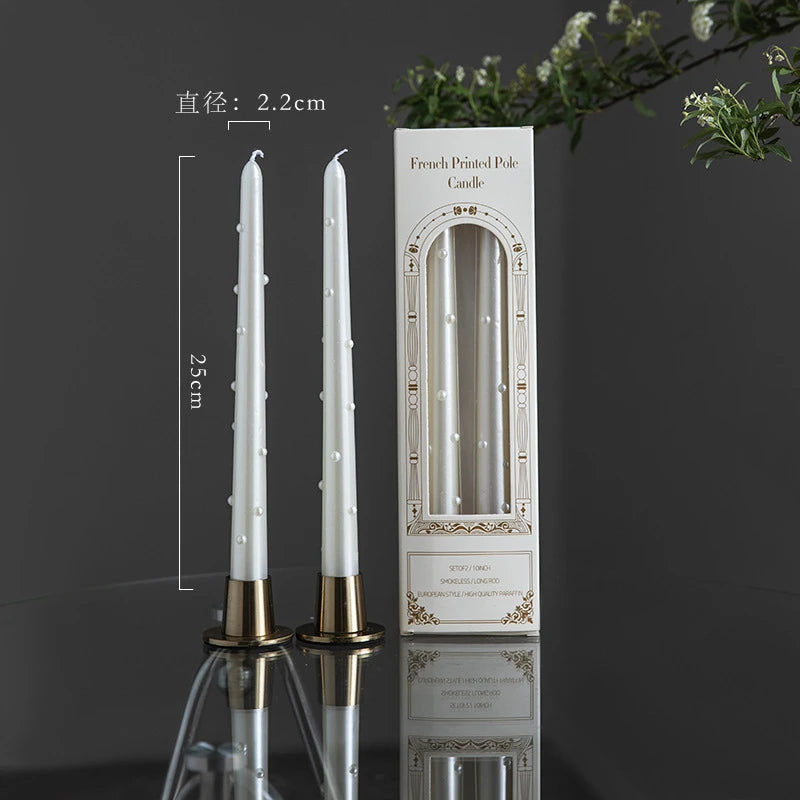 Long Decorative Candles White Pearl Taper Candles Gifts Guests for Wedding Luxury Home Decoration