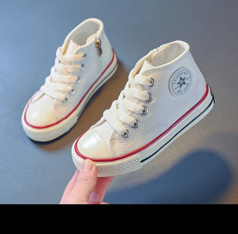 Children's Mid-Top Canvas Shoes Soft Bottom Comfortable Casual Children's Shoes Boys and Girls Non-slip Breathable Board Shoes