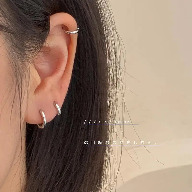Real 925 Sterling Silver Minimalist Bohemian Round Earring for Women Hoop Earring Jewelry Accessories