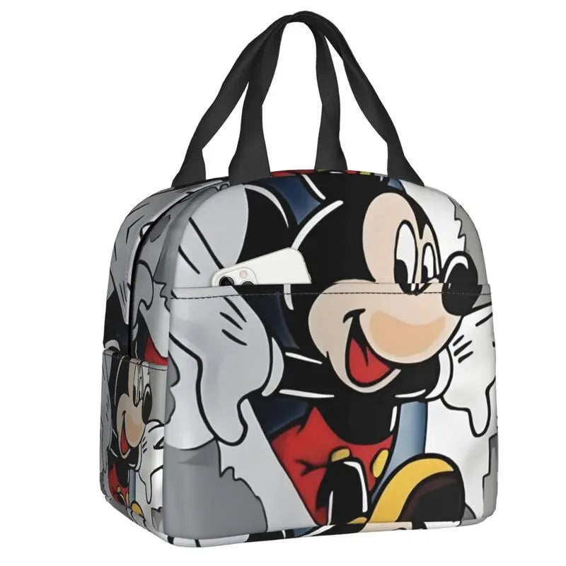 Custom Mickey Pink Minnie Mouse Lunch Bag Women Creative Design Cooler Warm Insulated Lunch Box for Kids School