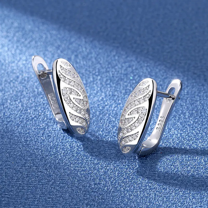925 Sterling Silver Earrings Jewelry High Quality Retro Simple Pattern Purple White Zircon Earrings Hot Sale
