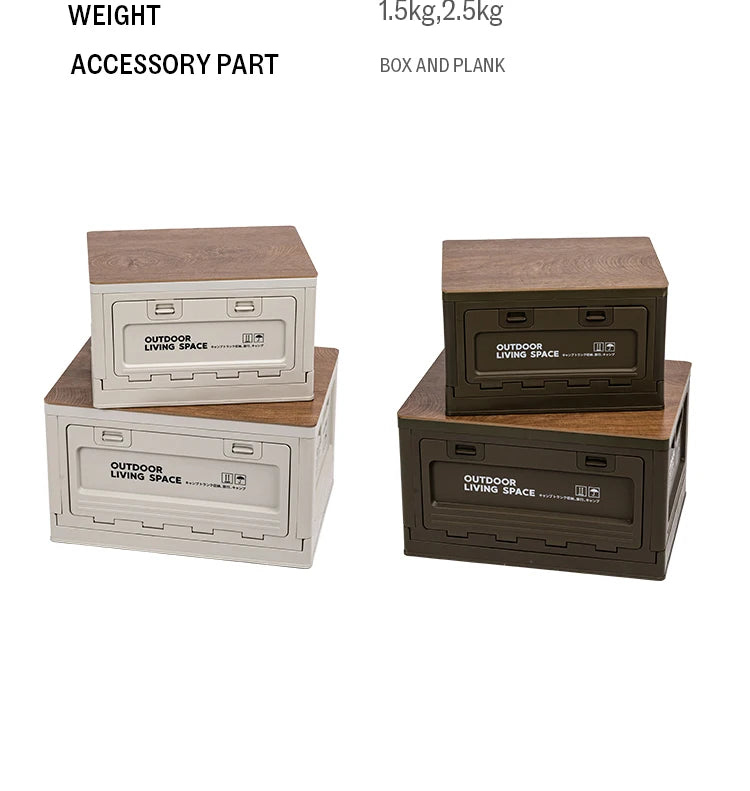 Outdoor Storage Box Camping Folding Box Camping Organizer Car Trunk Wooden Lid Industrial Air Storage Box