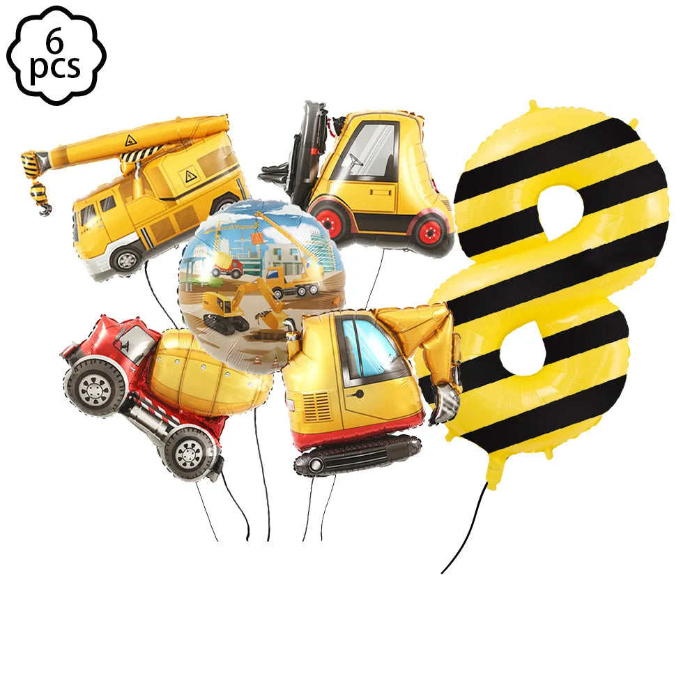 construction Party Banner Hanging swirls decor construction truck Excavator themed Banner boy construction Birthday decor Banner