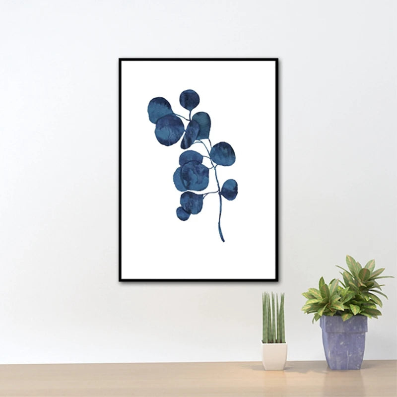 Pressed Blue Wild Flowers Wall Art Canvas Painting Hampton Style Posters Botanical Prints Blue and White Pictures Home Decor