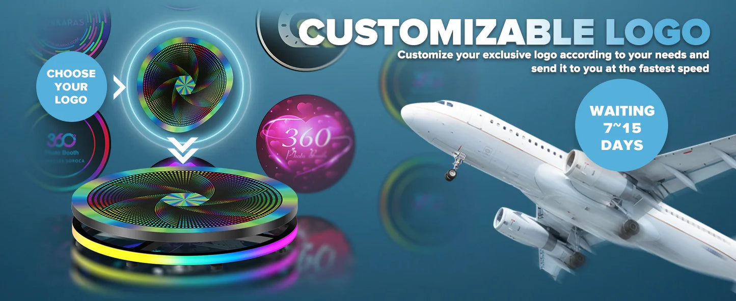 360 Photo Booth Automatic Rotating Photo Booth Machine Ring Light for Party Wedding Rental with RGB Light & Flight Case