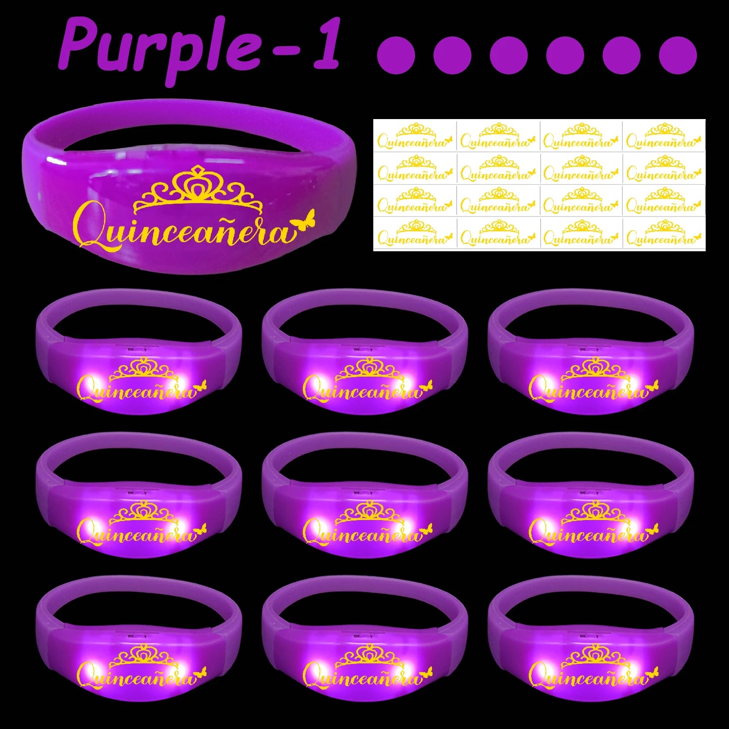 30-200Pcs Quinceanera Music & Sound Activated LED Bracelet Glow Recuerdos Para 15 Años XV Quinceañeras decorations Party Favors