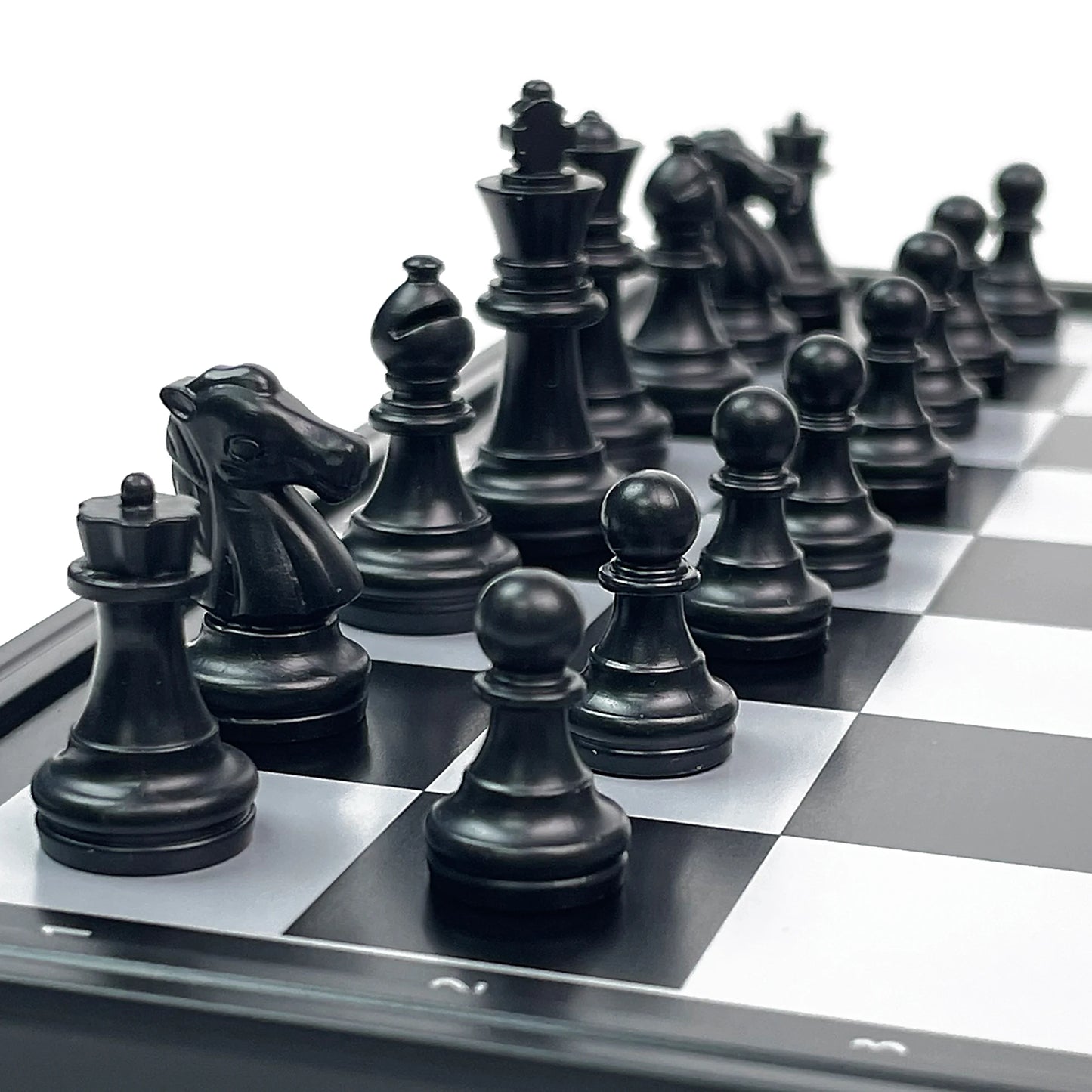 2 in 1 Foldable Magnetic Chess and Checkers Board Game Portable Plastic Chessboard Tabletop Travel Outdoor Game Set