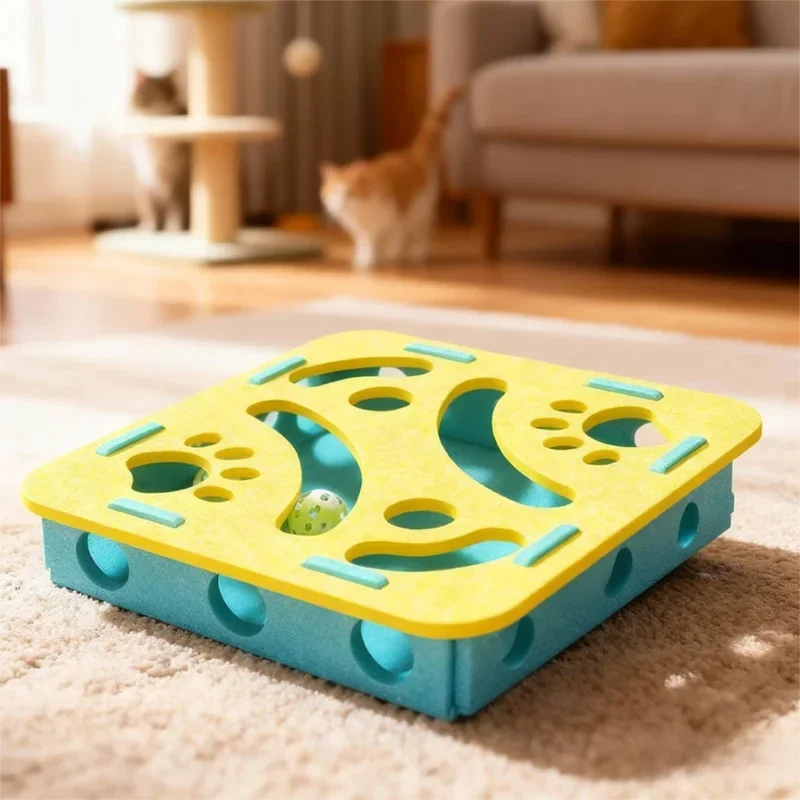 New Cat Puzzle Toy Felt Tunnel Box Cat Playing Toy With Ball Indoor Sports Entertainment Hunting Indoor Kitten Toys Cat Supplies