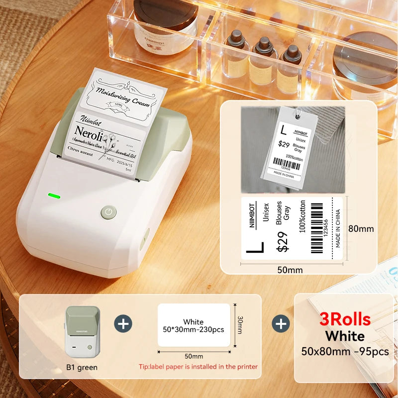 NIIMBOT B1 Portable Thermal Printer With Tapes 2 Inch Adhesive Label Printer Mini Bluetooth Sticker Maker Support Smartphones PC