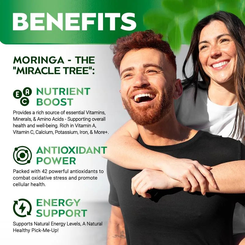 200 Capsules Pure Moringa Oleifera Leaf Powder Supplement Energy, Metabolism, & Immune Support and Skin Beauty