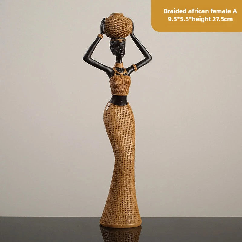 African Girl Home Ethnic Style Craft Resin Ornament