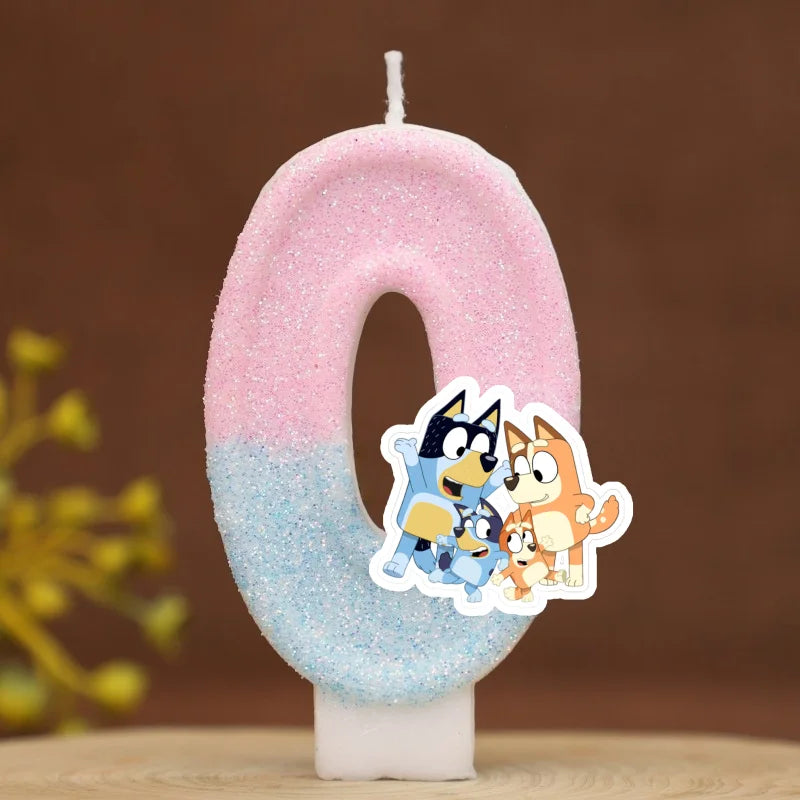 Cute Bluey Digital Dog Puppy Candle Number 0-9 Kids Birthday Cake Decoration Supplies Cartoon Anime Party Accessories Supplies