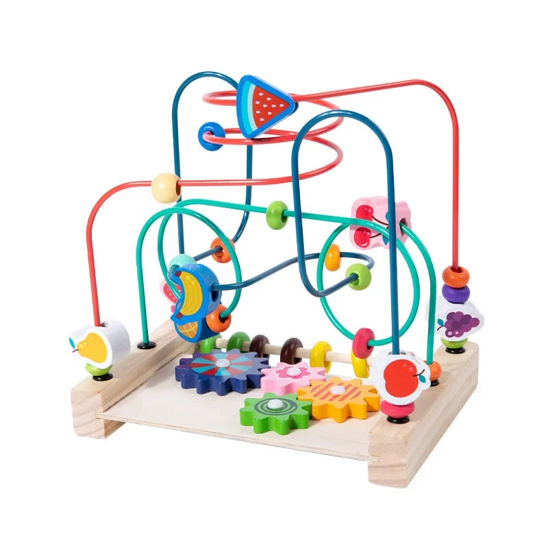 Montessori Baby Toys Wooden Roller Coaster Bead Maze Abacus Math Toys Toddler Early Educational Toys for 1 2 3 Years Kids Gifts