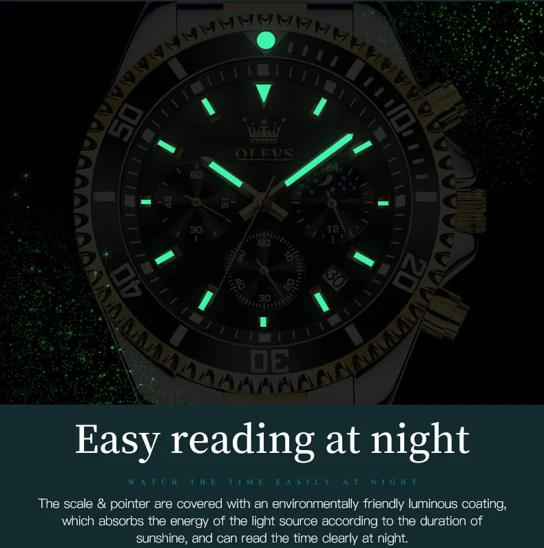 OLEVS Watches For Men Classic with Date Dress Luxury Big Face Waterproof Luminous Men's Wrist Watch Stainless Steel Men Watch