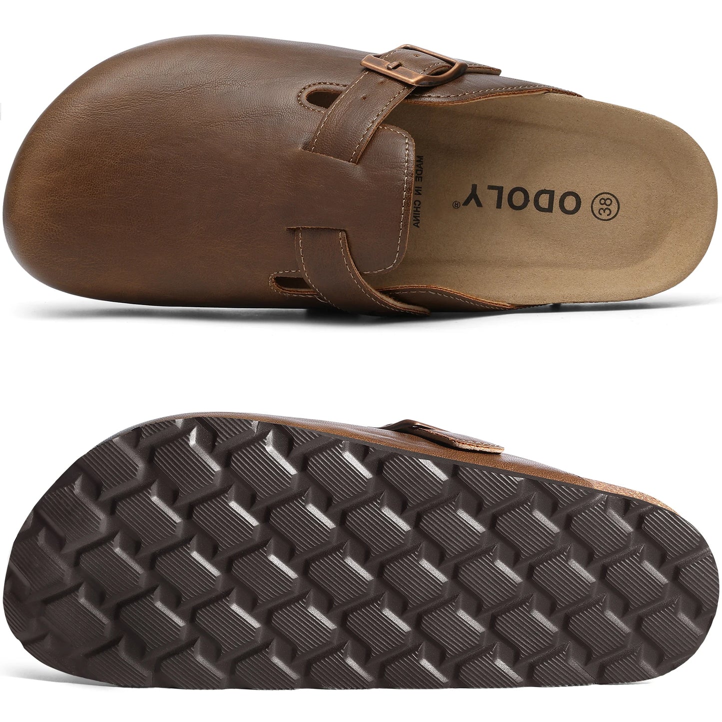 Kidmi Unisex Adjustable Buckle Slip-On Clogs with Arch Support Vegan Leather Cork Insole Potato Shoe for Women And Men