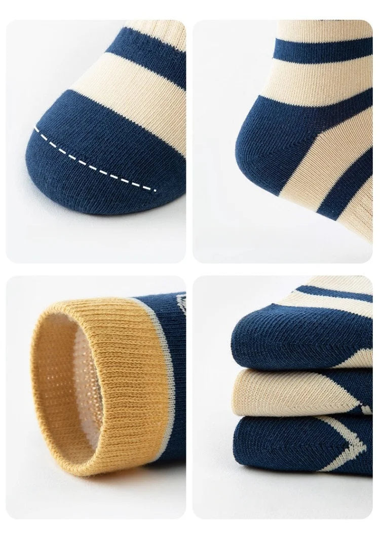 5 Pairs Children's' Socks Spring Autumn Cotton Socks Kids Striped Football Pattern Sock 1-14T Boys Mid-calf Length