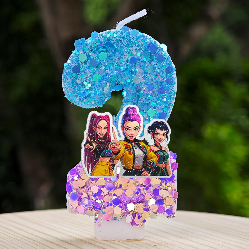 New Kpop Demon Hunters Theme Candle Number 0-9 Birthday Party Cake Decoration Cartoon Baby Shower Supplies Kids Gifts
