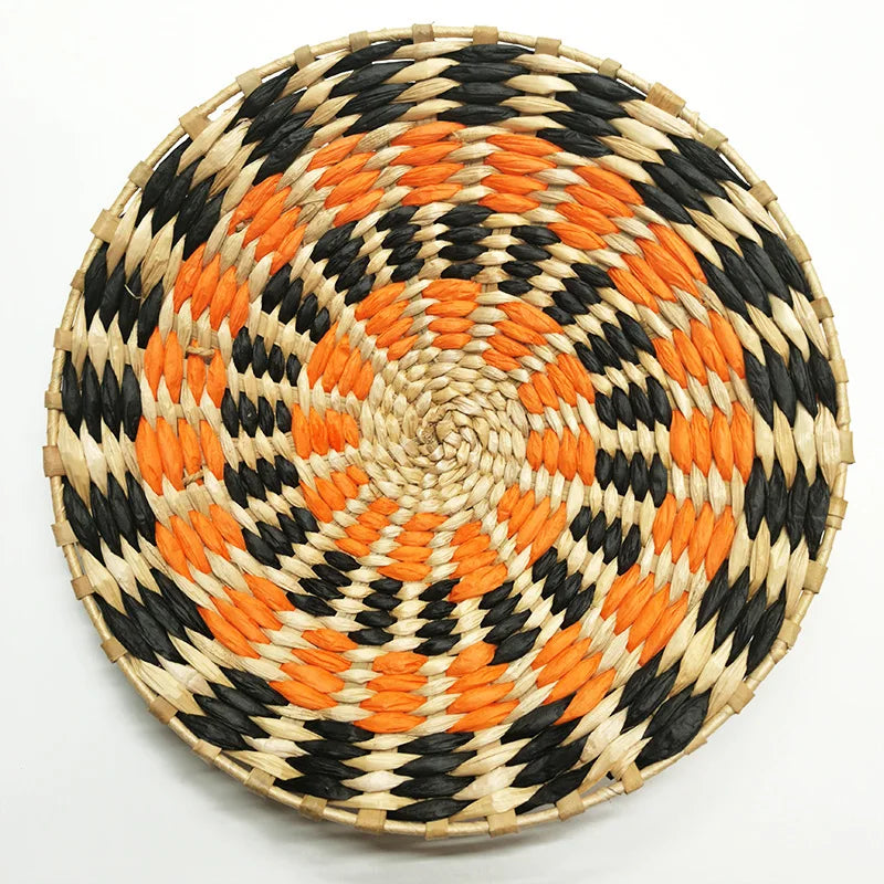 Bohemian style straw wall decoration, background wall decoration, sofa bedside handwoven hanging decoration