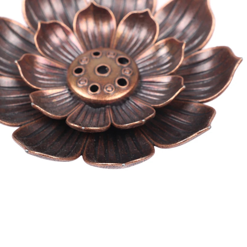 1PCS Alloy Incense Burner Stick Holder Buddhism Lotus Line Incense Plate Sandalwood Coil Base Temples Yoga Studios Home Decor