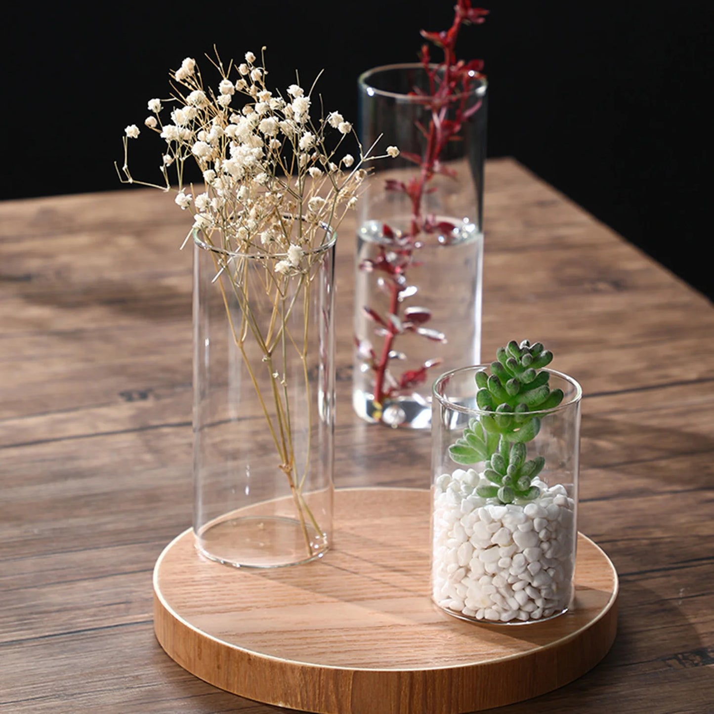 Glass Desk Vase Flower Vase Modern decoration Small Cylinder Flower Centerpiece Vases for Home Office Wedding Table