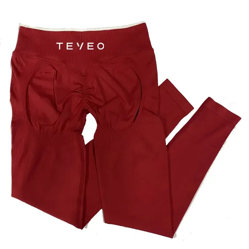TEVEO Women's Sports Yoga Shorts Fitness Cycling Elastic Sports Pants Ignite Sculpt Scrunch Short Yoga Bra Set leggings