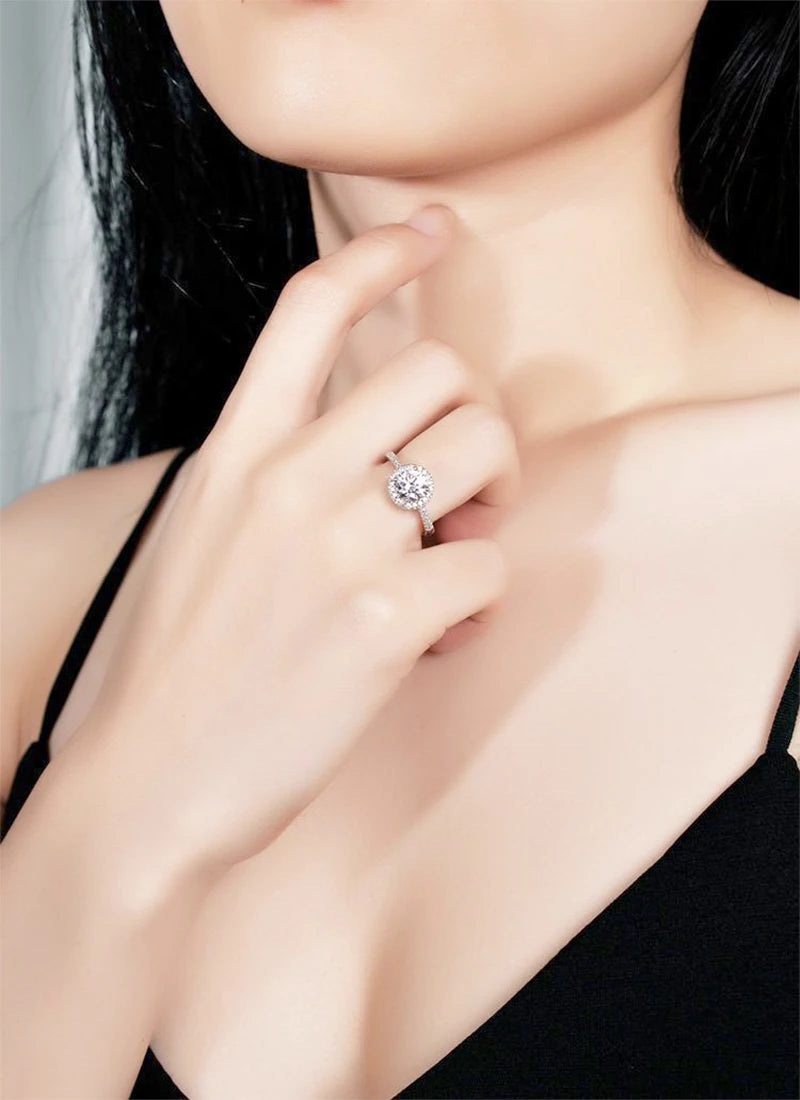 Moissanite And Zircon Ring D VVS1 Adjustable Size S925 Sliver Wedding Rings for Women Jewelry Party Fashion Top Quality Ring