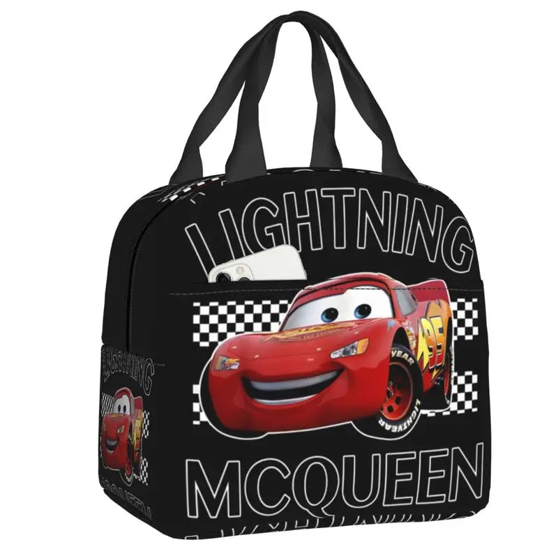 Custom Car 95 Lightning Mcqueen Insulated Lunch Bag for Women Resuable Racing Car Thermal Cooler Bento Box Office Picnic Travel