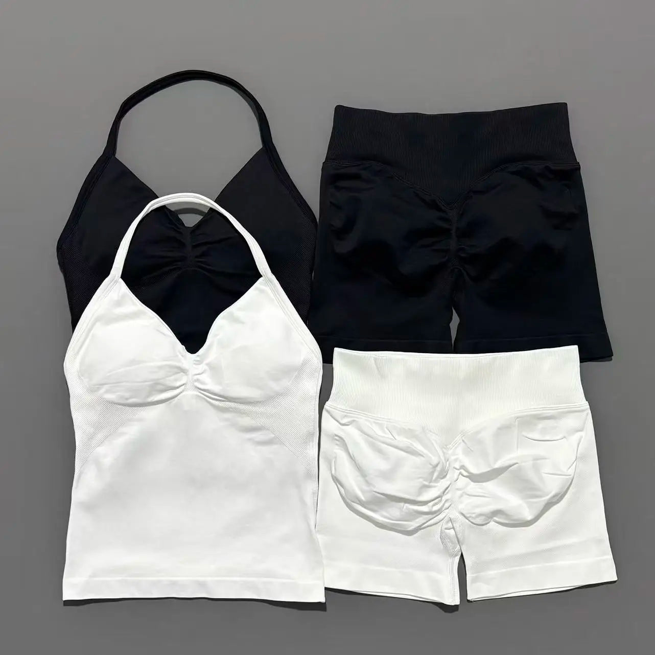 2 Pieces Sports Set Women Backless Tank Yoga Tops High Waist