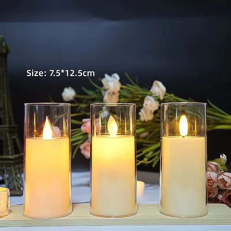 led rocking simulation glass electronic candle light Christmas wedding birthday romantic atmosphere candle decoration