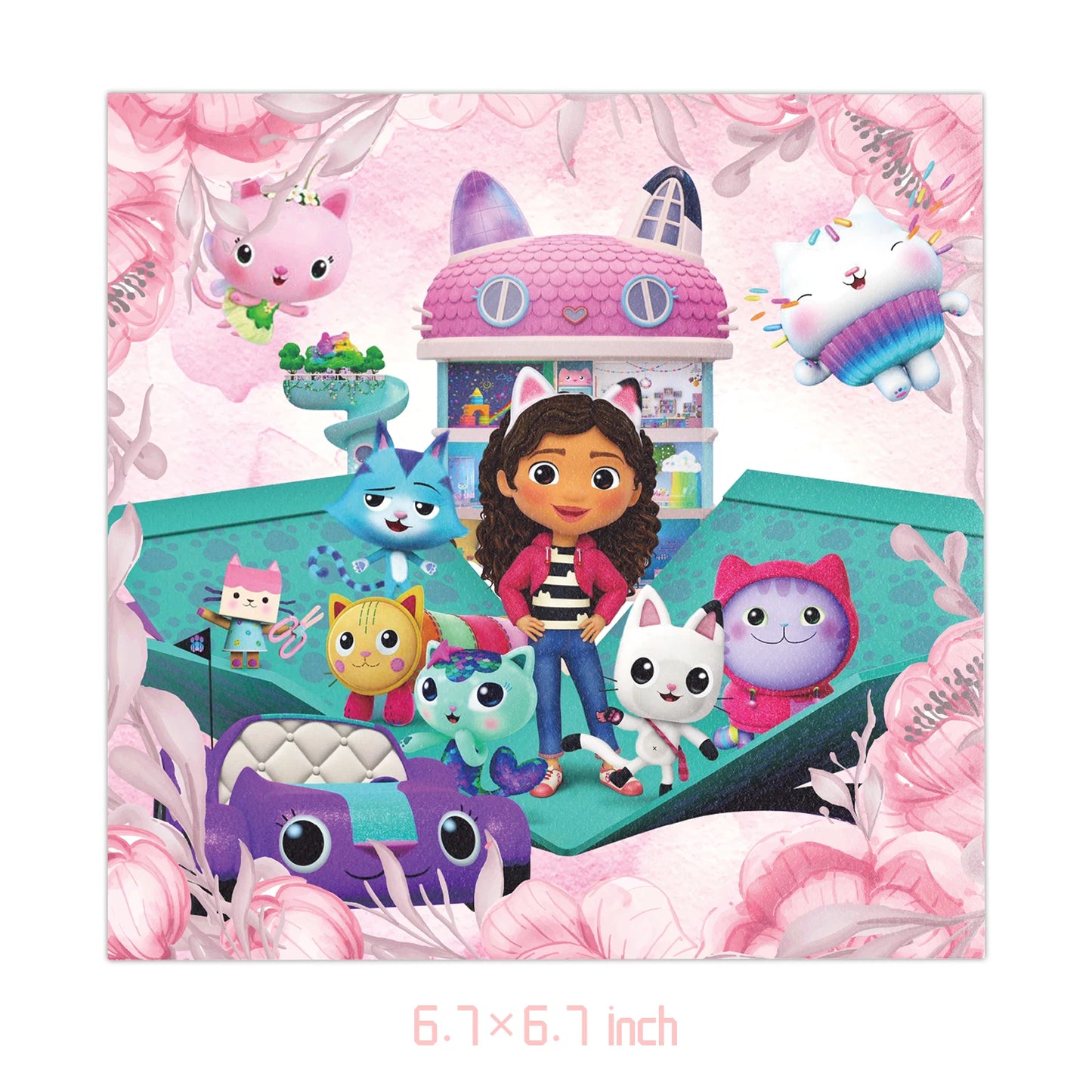 Disney Gabby Dollhouse Birthday Party Decoration Balloon Napkins Children's Disposable Tableware Theme Party Supplies Kids Gifts