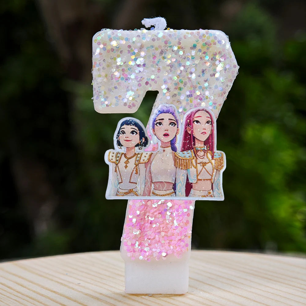 Kpop Demon Hunters Candle Number 0-9 Soccer Candle Cake Decoration Birthday Party for Kids Baby Shower Decor Gift