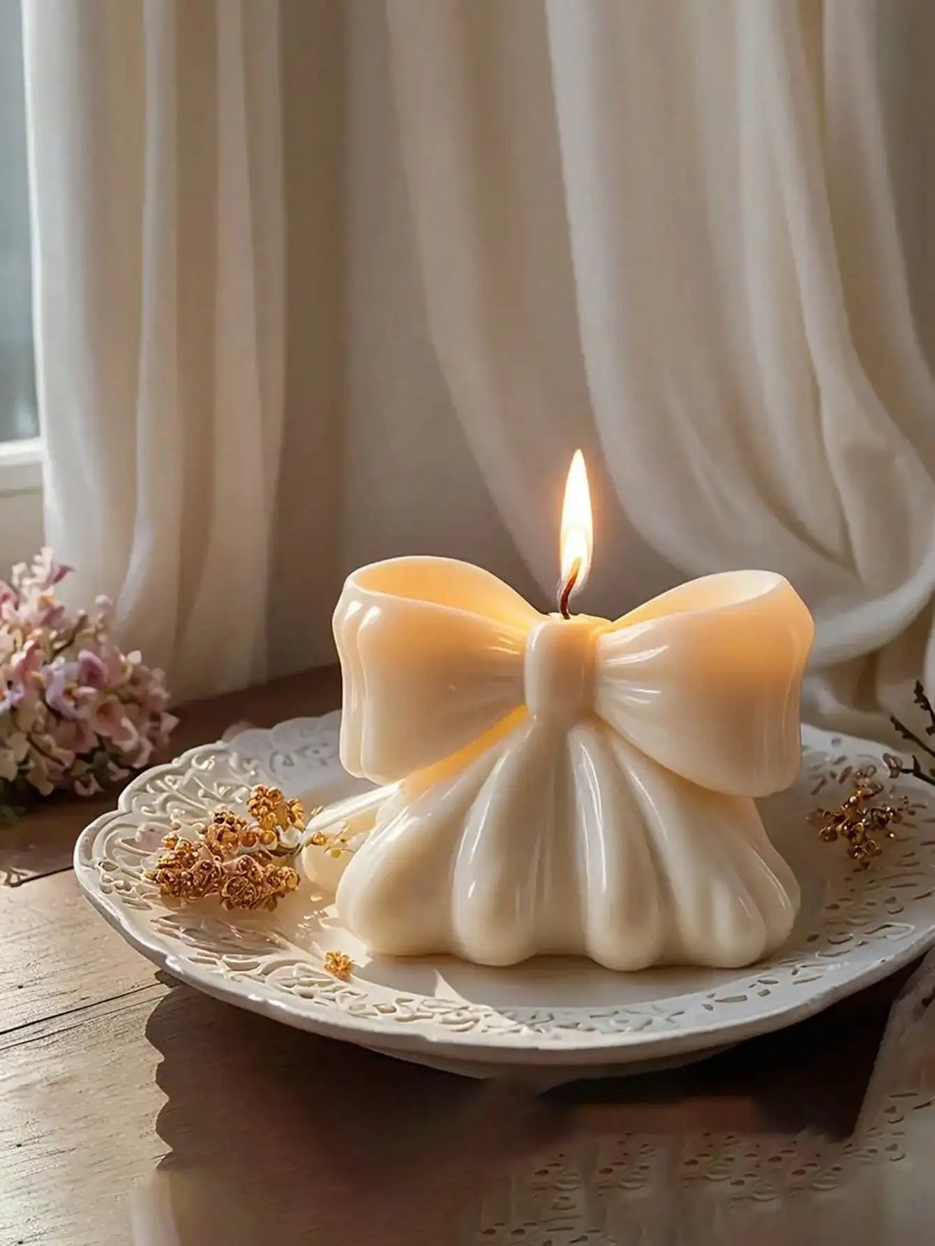 1pc Bow scented Candle, 3D Bow Design Long-Lasting Fragrance, Suitable For Home Decoration, Perfect Valentine's Day gifts