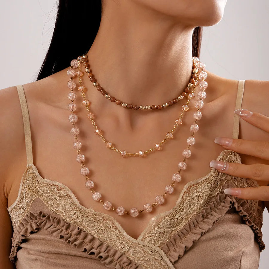 Boho Double-layer Shell Long Necklace for Women Vintage Irregular Beads Necklace Female Summer Vacation Jewelry Holiday Gifts