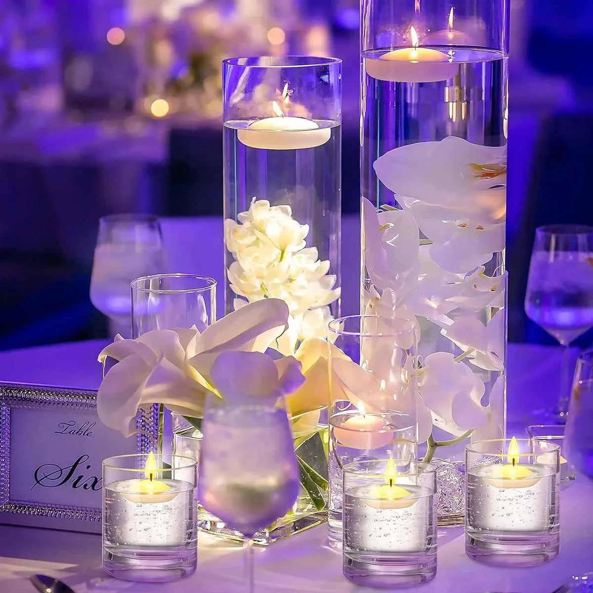 20pcs Ivory Floating Candles, Unscented Dripless, For Weddings, Christmas, Birthday Party, Cylinder Vases, And Home Decorations