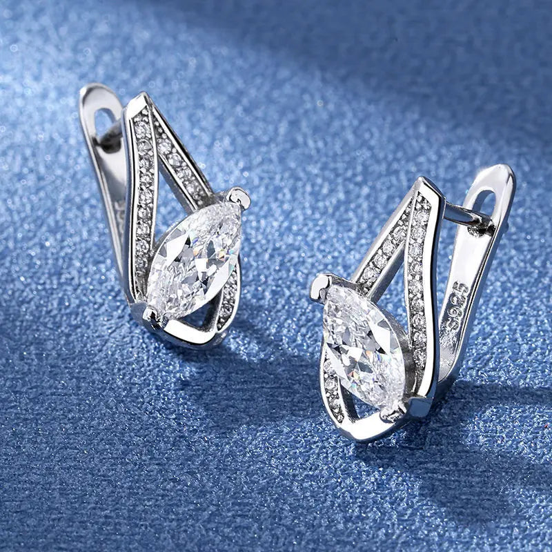 925 Sterling Silver Earrings Jewelry High Quality Retro Simple Pattern Purple White Zircon Earrings Hot Sale