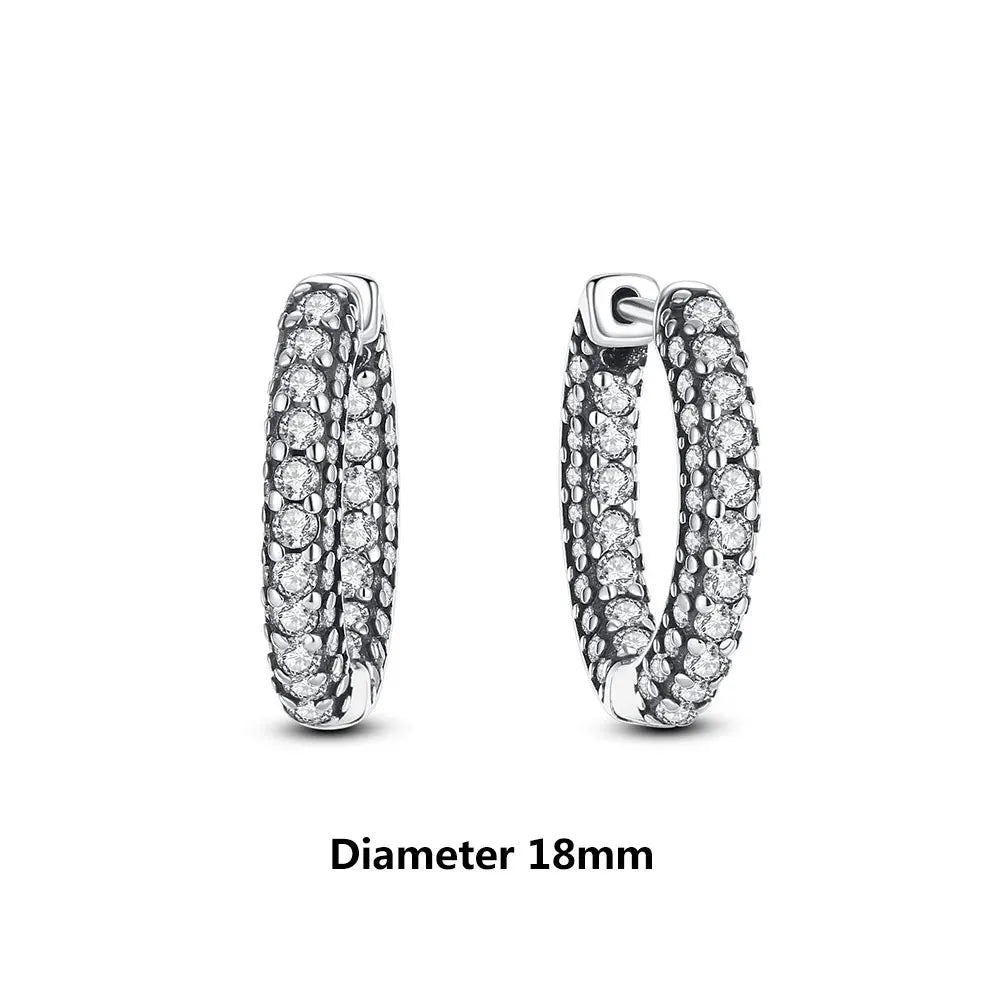 New 2025 Original 925 Sterling Silver Earrings For Women Piercing Hoop Love Heart Earings Rose Gold Wedding Gift Luxury Jewelry