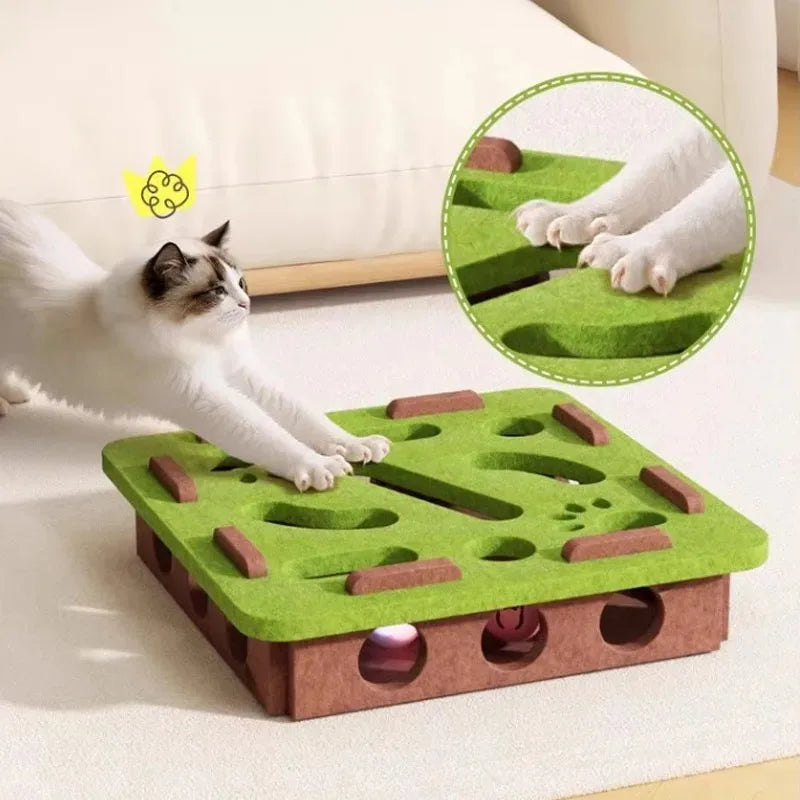 New Cat Puzzle Toy Felt Tunnel Box Cat Playing Toy With Ball Indoor Sports Entertainment Hunting Indoor Kitten Toys Cat Supplies