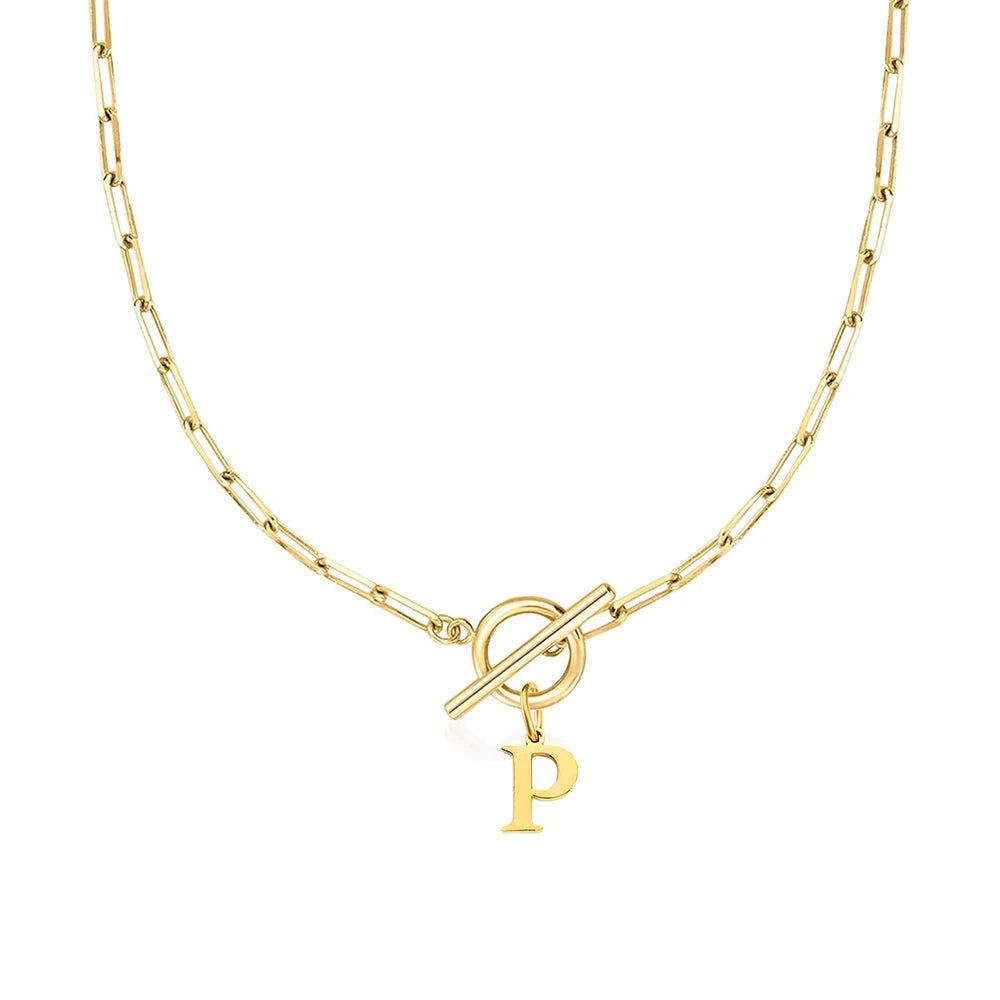 Women's stainless steel Initial necklace A-Z Letter charms pendant Choker Women collar Chain Ot Deduction Necklace For Women2025