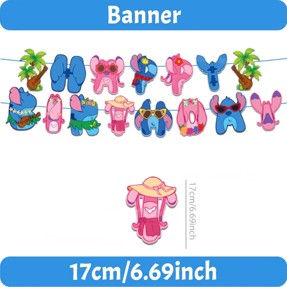 Stitch Birthday Decoration Lilo and Stitch Theme Tablecloth Paper Cup Plate Balloons Baby Shower Supplies Kids Favor