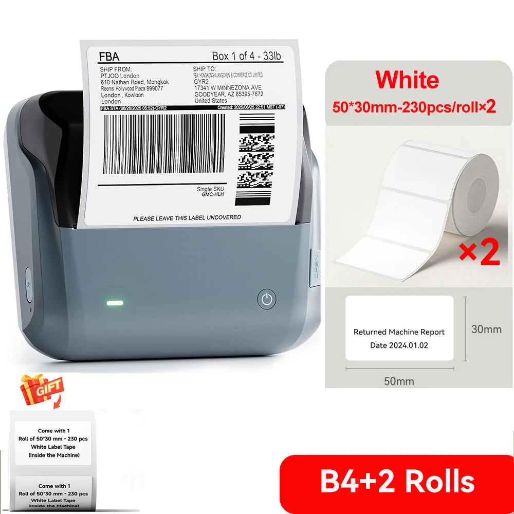Niimbot B4 Thermal Label Printer Large Size 20-110mmm Print Width Label Sitcker Machine Shipping Label Business Office Use
