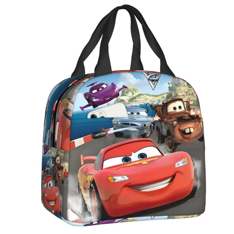 Custom Car 95 Lightning Mcqueen Insulated Lunch Bag for Women Resuable Racing Car Thermal Cooler Bento Box Office Picnic Travel