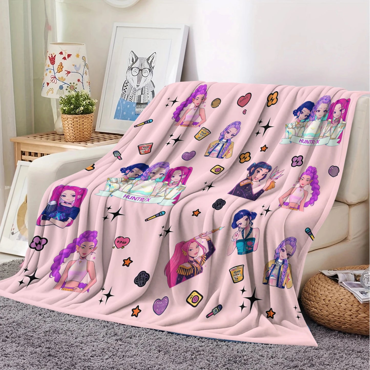 Cute Sticker K Pop Flannel Blanket: Cozy Up With Your Bias For Chill Days