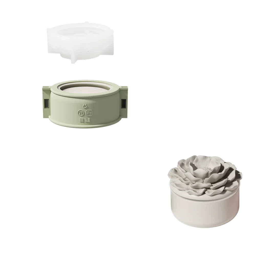 Nicole Camellia Candle Jar Jesmonite Silicone Mold Reusable Candle Refill Mold DIY Flower Concrete Gypsum Mould