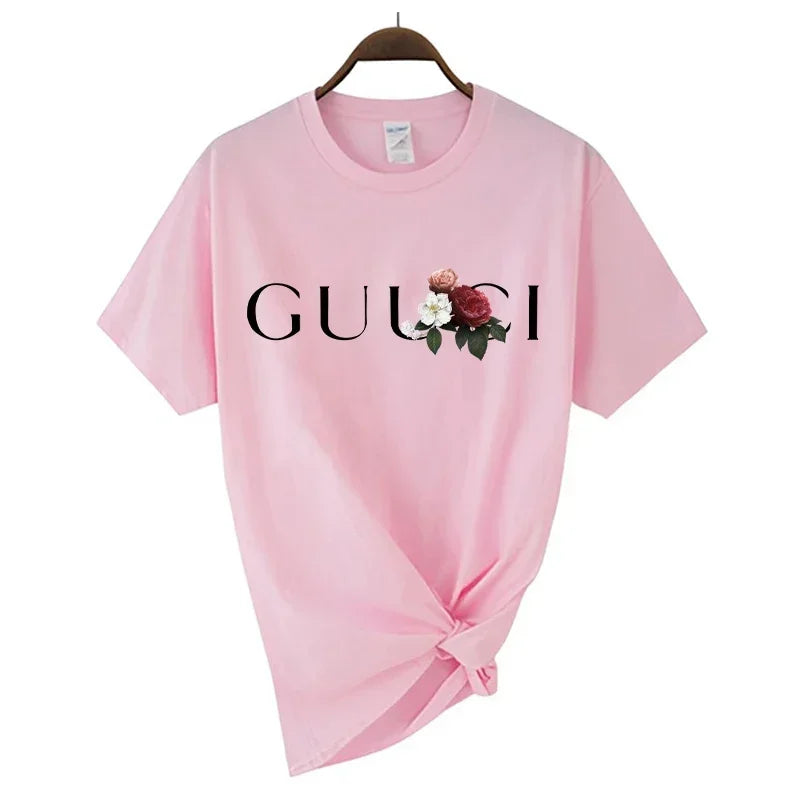 High Quality Women's T Shirt Letter Printed Daily Blouse Tops Summer Classic Style Short Sleeve Female Harajuku Y2K Tee
