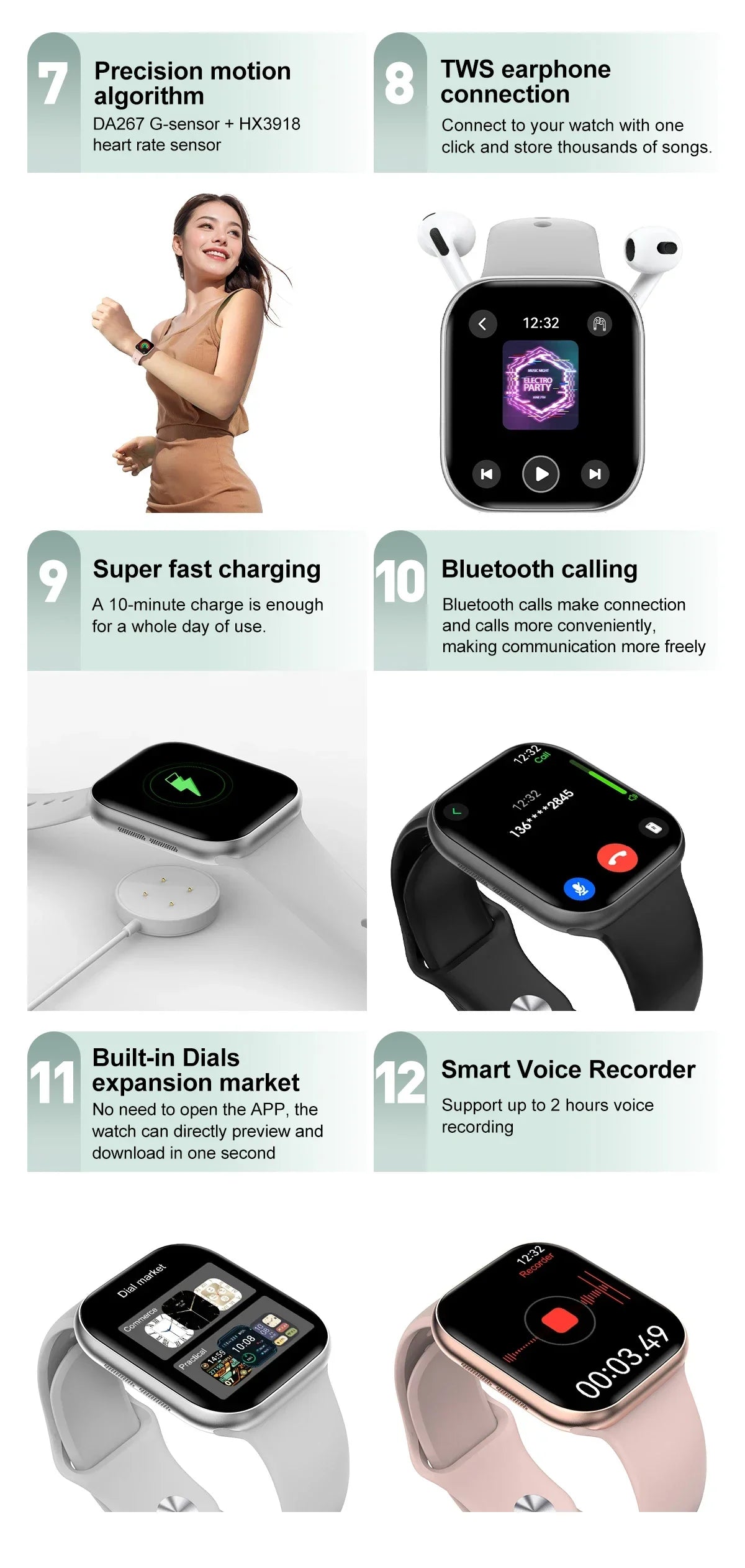 2026 New Original for Apple DT Watch 10 Smart Watch Men AMOLED 4GB Memory Music 3D Surround BT Call Waterproof smart watch Woman