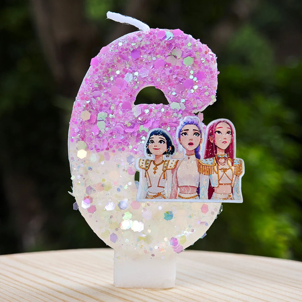 Kpop Demon Hunters Candle Number 0-9 Soccer Candle Cake Decoration Birthday Party for Kids Baby Shower Decor Gift